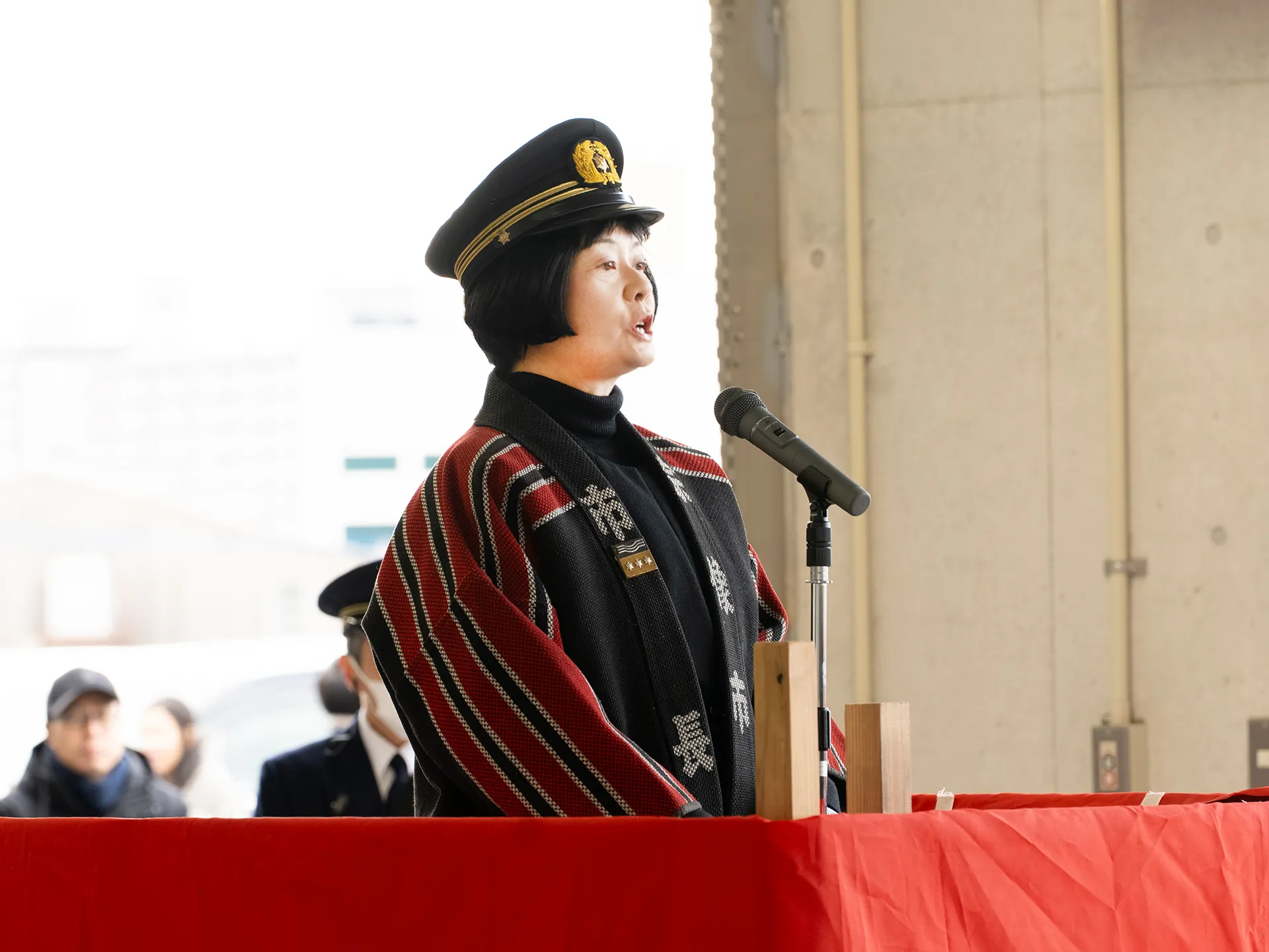 宗像地区事務組合長式辞の様子